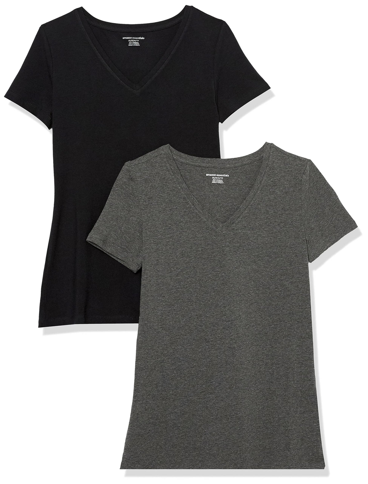 Amazon Essentials Women's Regular-Fit Short-Sleeve V-Neck T-Shirt, Multipacks