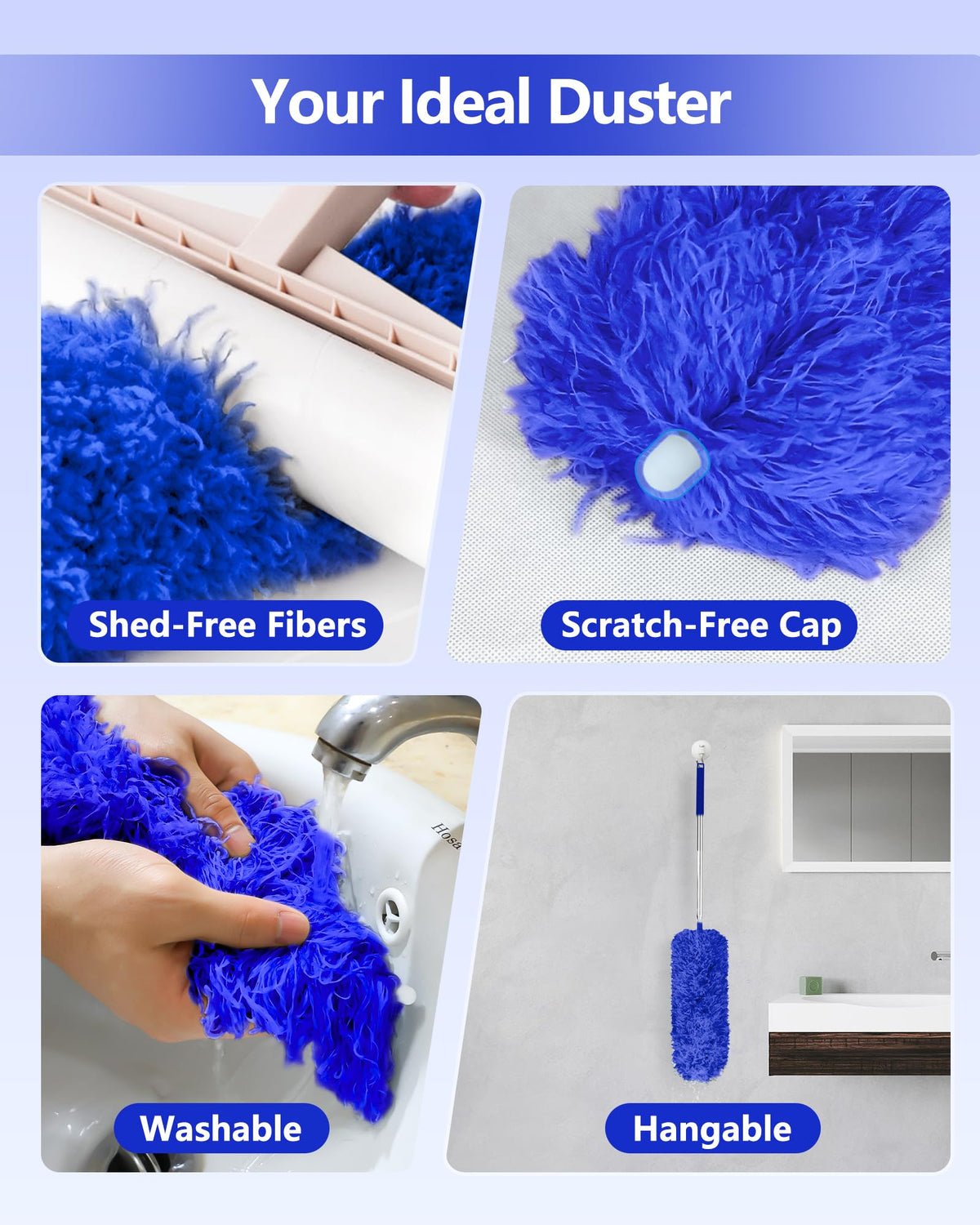 Fogray 2026 Upgraded 240cm Extendable Feather Duster with Soft Silicone Cap