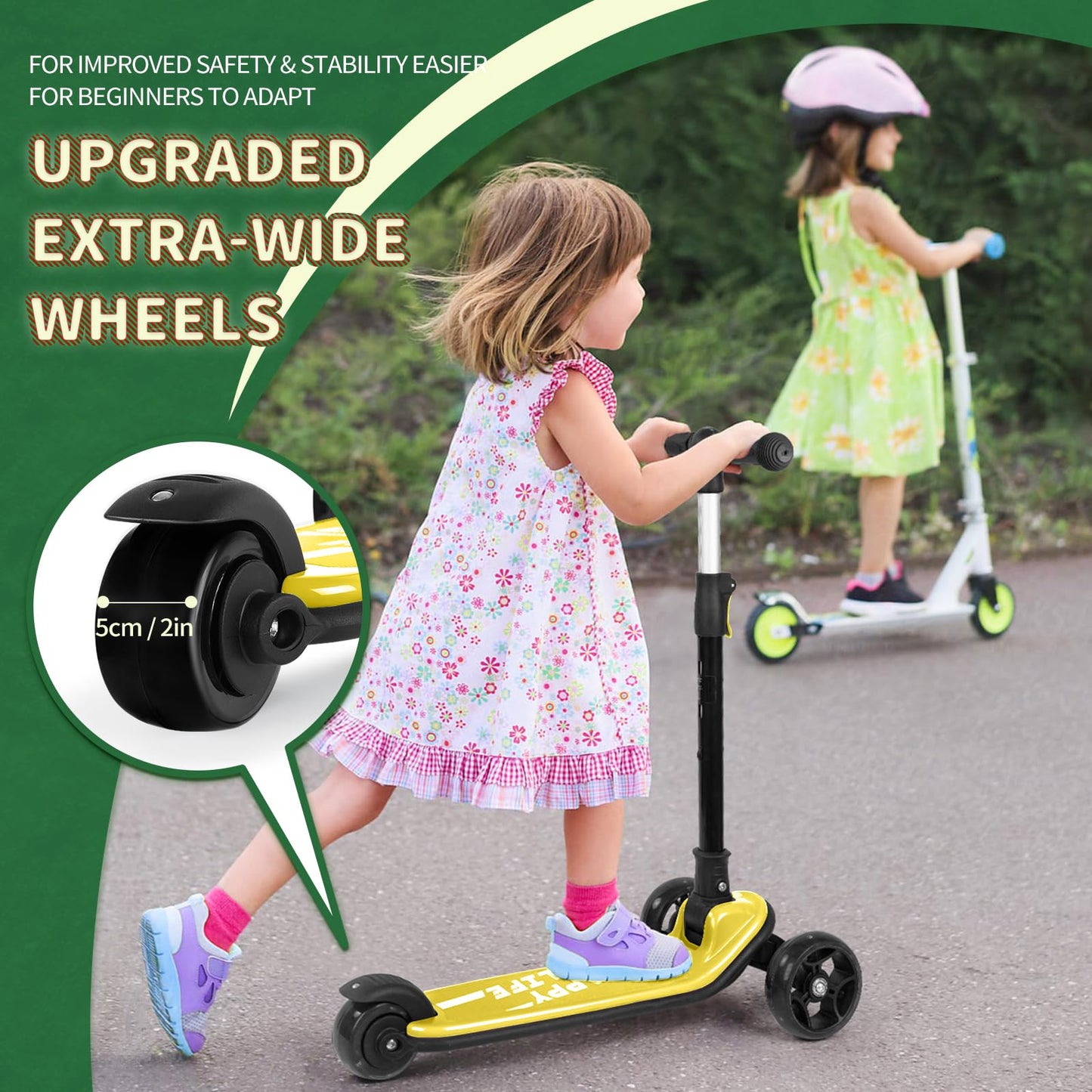besrey 3-Wheel Toddler Scooter with Lean-to-Steer — Foldable, Anti-Slip Deck | Max 50 kg