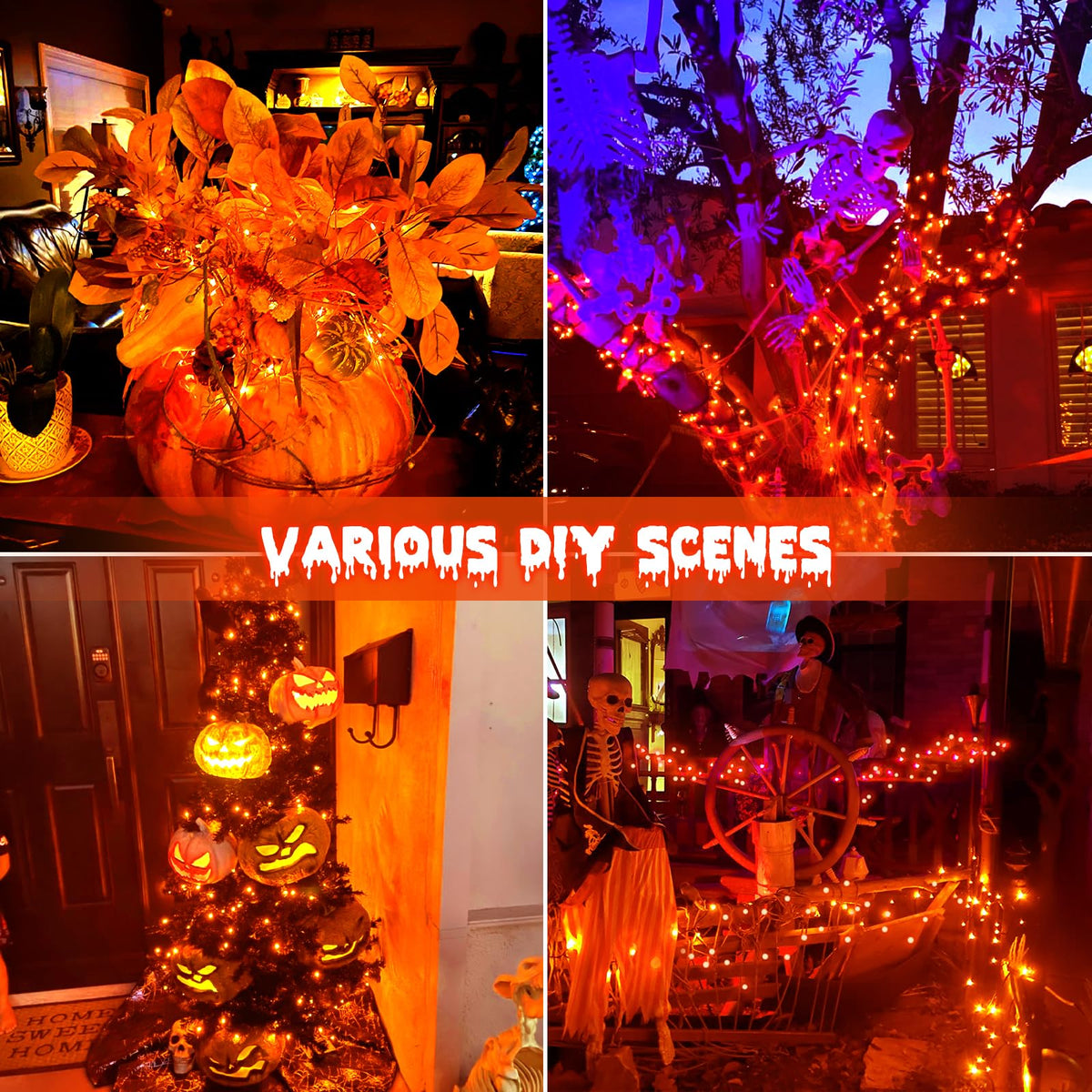 Dalugo Orange Fairy Lights, 3M/10ft Amber Fairy Lights, 30 LED Halloween Battery Lights for Autumn Halloween Christmas Decorations, Fireplace, Home Decor