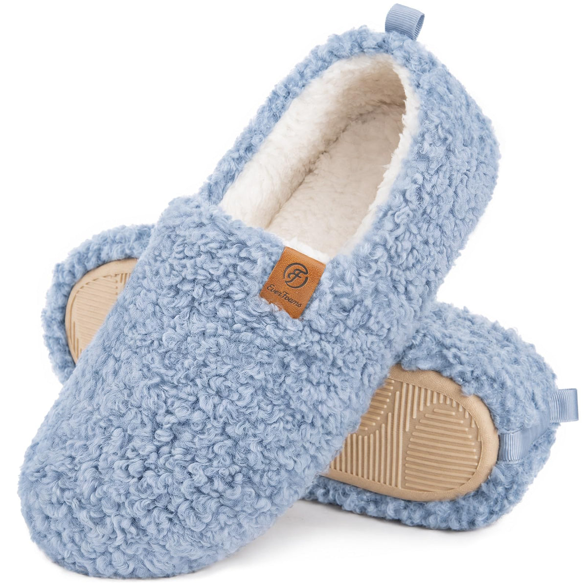 EverFoams Women's Fuzzy Full Slippers Faux Shearling Memory Foam