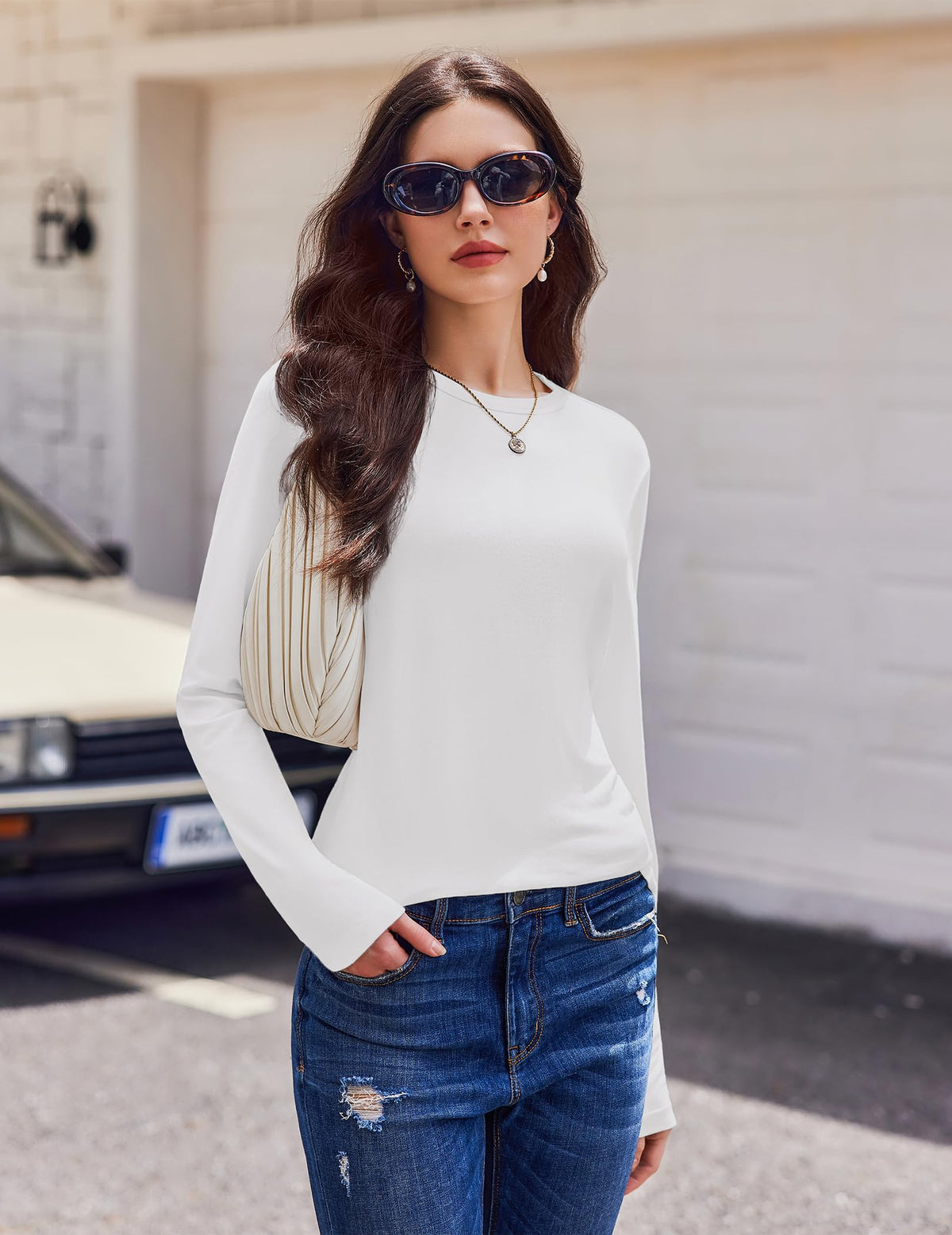 Ekouaer 1/3 Pack Womens Tops Long Sleeve T Shirts Soft Basic Tunic Top
