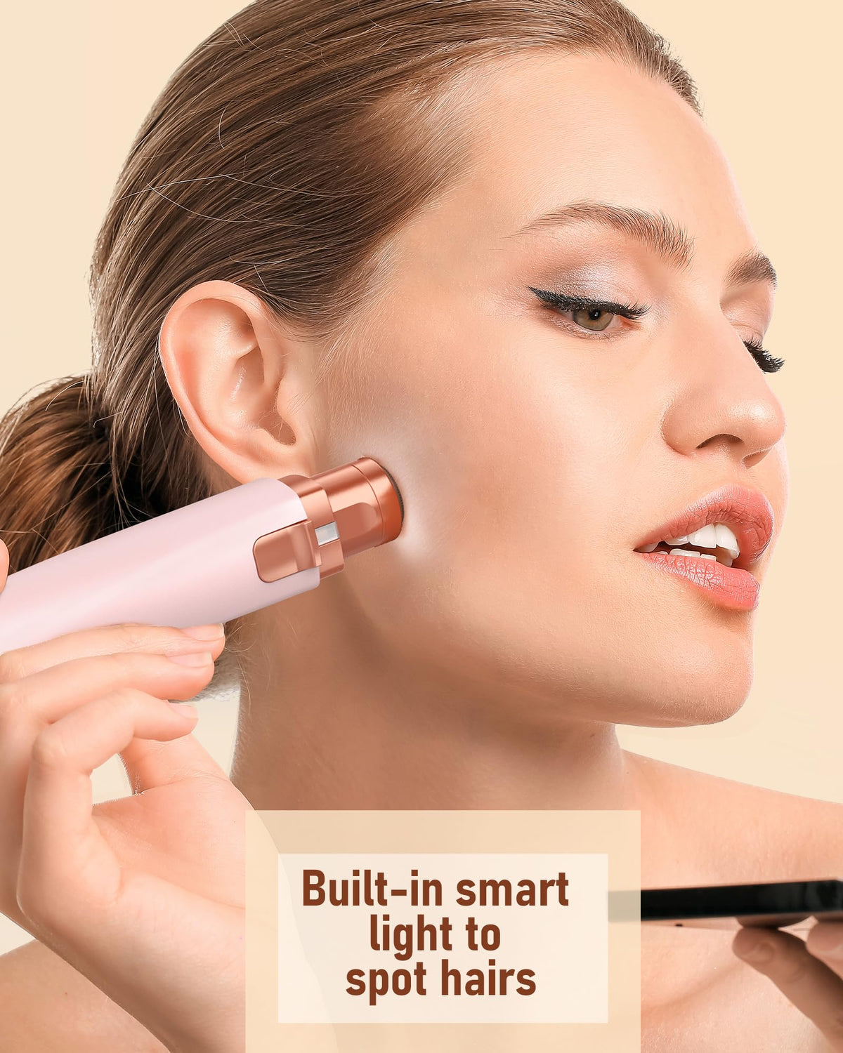 Eyebrow & Facial Hair Trimmer for Women: 2 in1 Rechargeable Facial Hair Removal and Eyebrow Shaver, Painless Shaving with Built-in LED Light - Perfect for Face, Lips, and Body