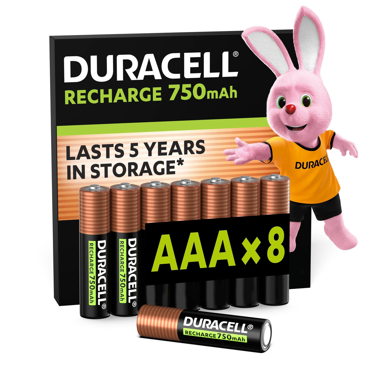 Duracell Rechargeable AAA Batteries (Pack of 4), 900 mAh NiMH, pre-Charged, Our No. 1 Longest Lasting Rechargable Battery with a 0% Plastic 100% Recyclable Packaging