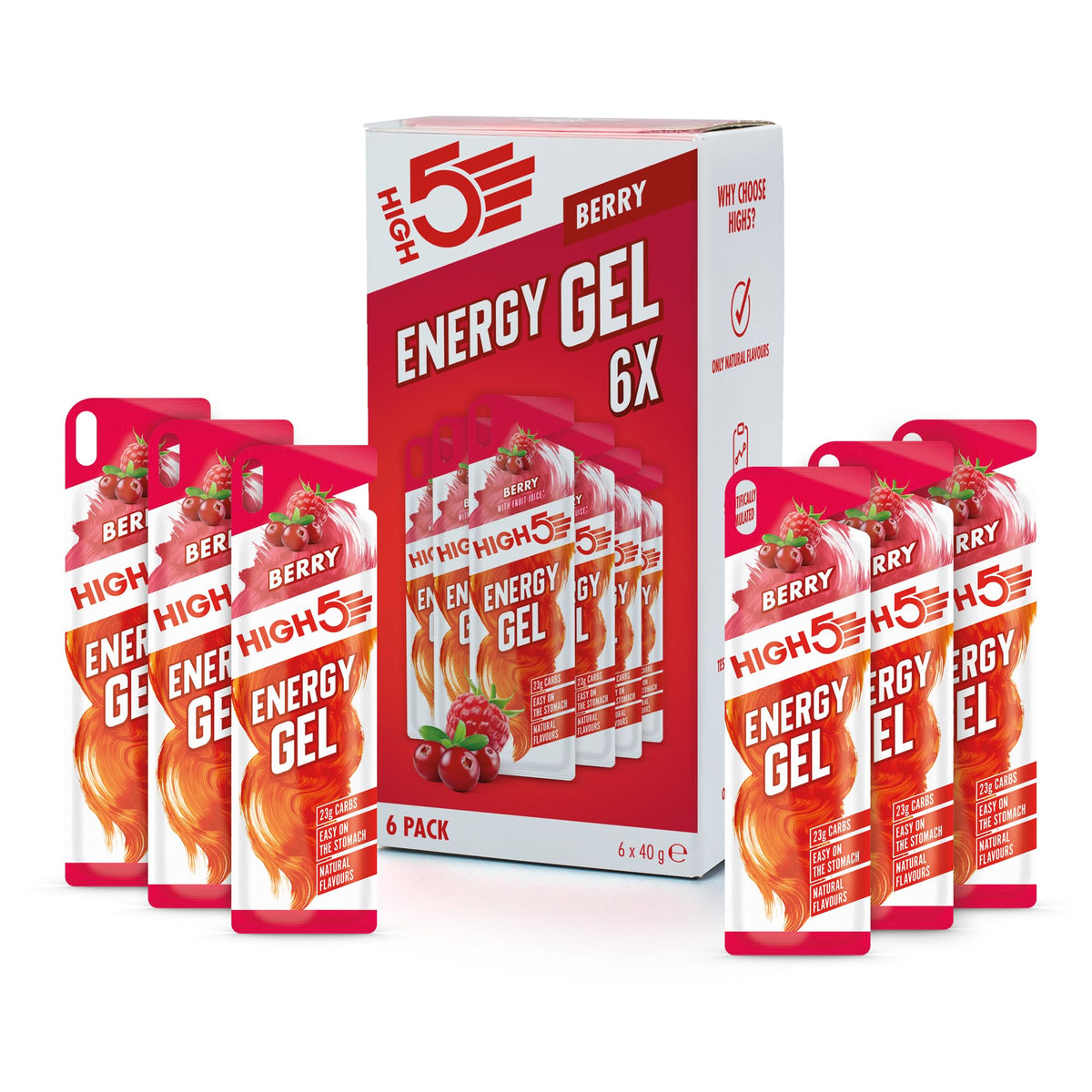 HIGH5 Energy Gels, Running Gel for Fast & Sustained Energy, Mixed, 8 x 40g