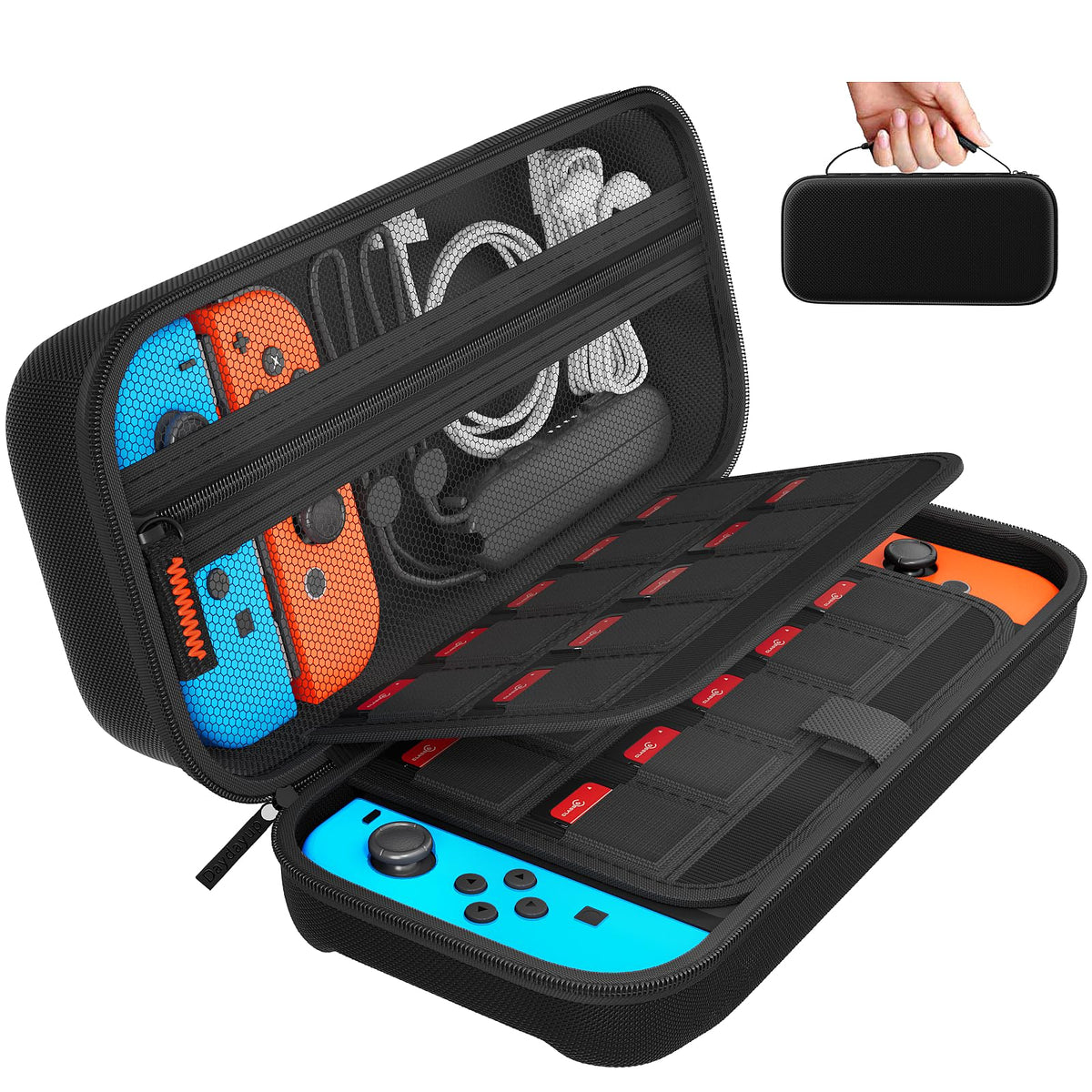 daydayup Switch 2 Carry Case Compatible with Nintendo Switch 2, with 24 Games Cartridges Protective Hard Shell Travel Carrying Case Pouch for Switch 2 Console & Accessories,Black