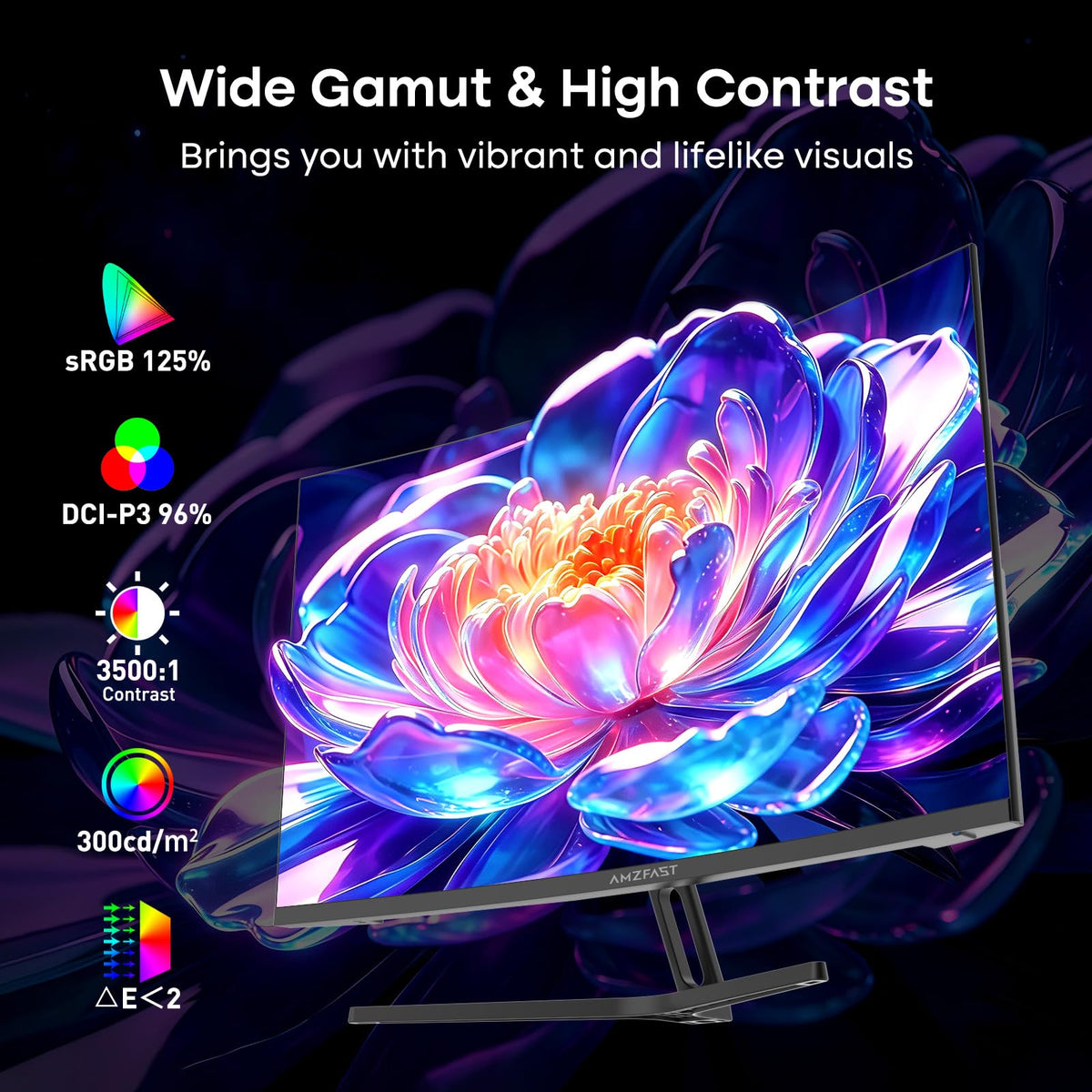 Amzfast 24 Inch 200Hz Gaming Monitor, FHD 1080P Fast IPS, 1ms MPRT, Adaptive Sync, AI-Crosshair, 110% sRGB, HDR, Low Blue Light, HDMI2.0&DP1.4, VESA75x75mm for PC Desktop Laptop PS5 Xbox, G24X1W