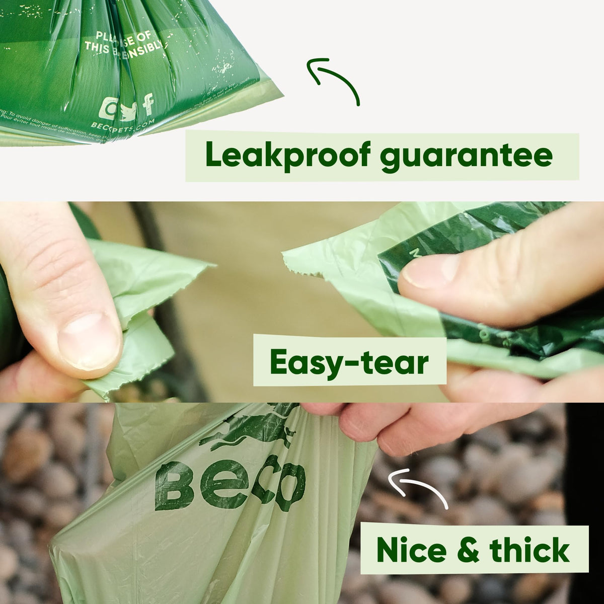 Beco Dog Poo Bags, 94% Recycled Plastic, Unscented Refill Rolls, 270 Bags