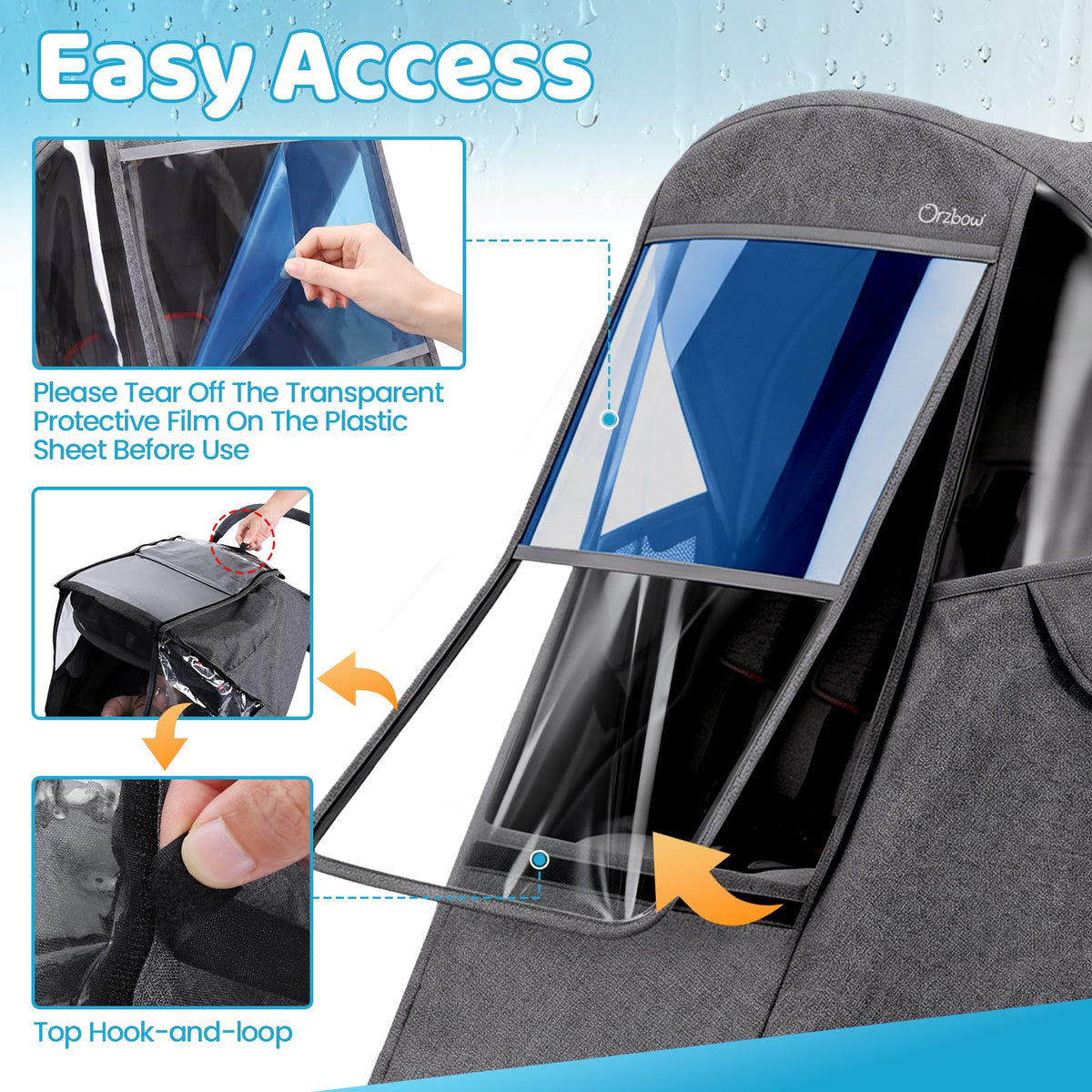Orzbow Universal Rain Cover, Easy Access Door