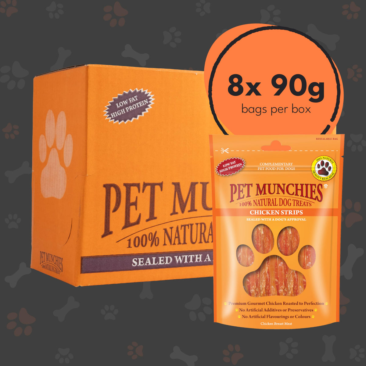 Pet Munchies Venison Strips Dog Treats, Premium Wheat Free Dog Chews with Natural Real Meat, Low in Fat and High in Protein 75g (Pack of 8)