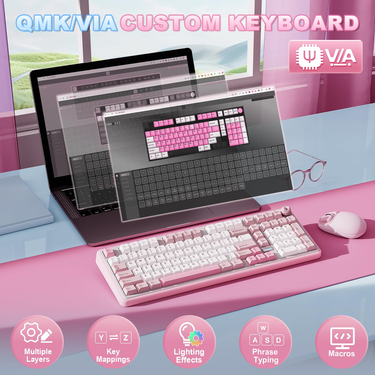 YUNZII B98 PRO 96% Wireless Mechanical Keyboard (Matcha Green, Candy Switch)