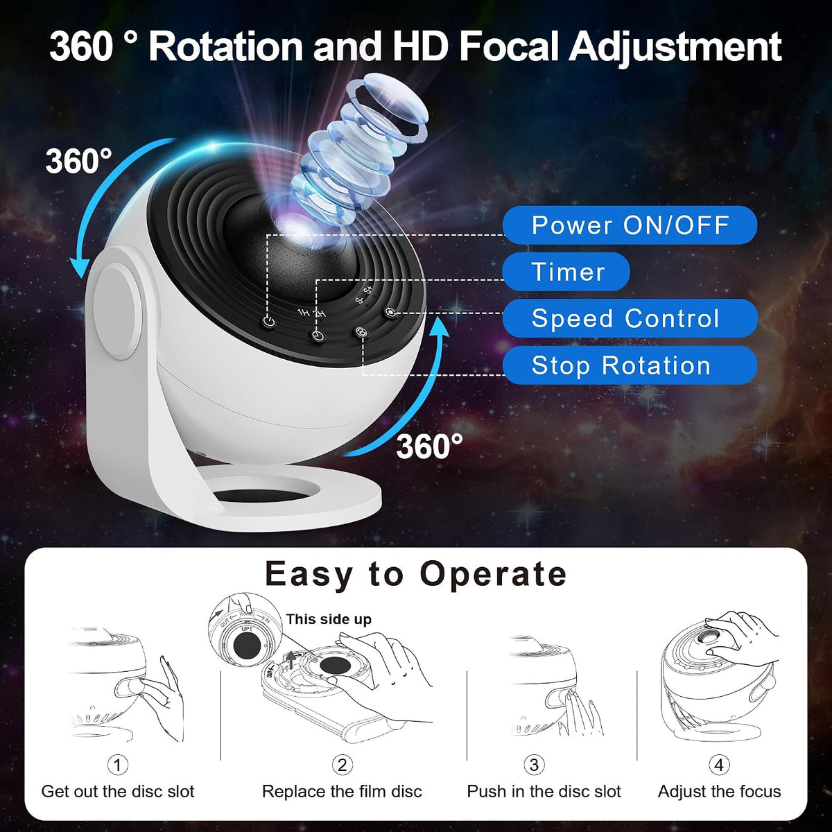 Planetarium Projector for Bedroom, 13 in 1 Galaxy Star Projector Light, Nebula Night Light with Timer, LED Space Galaxy Lamp Room Decor for Adults Kids, White