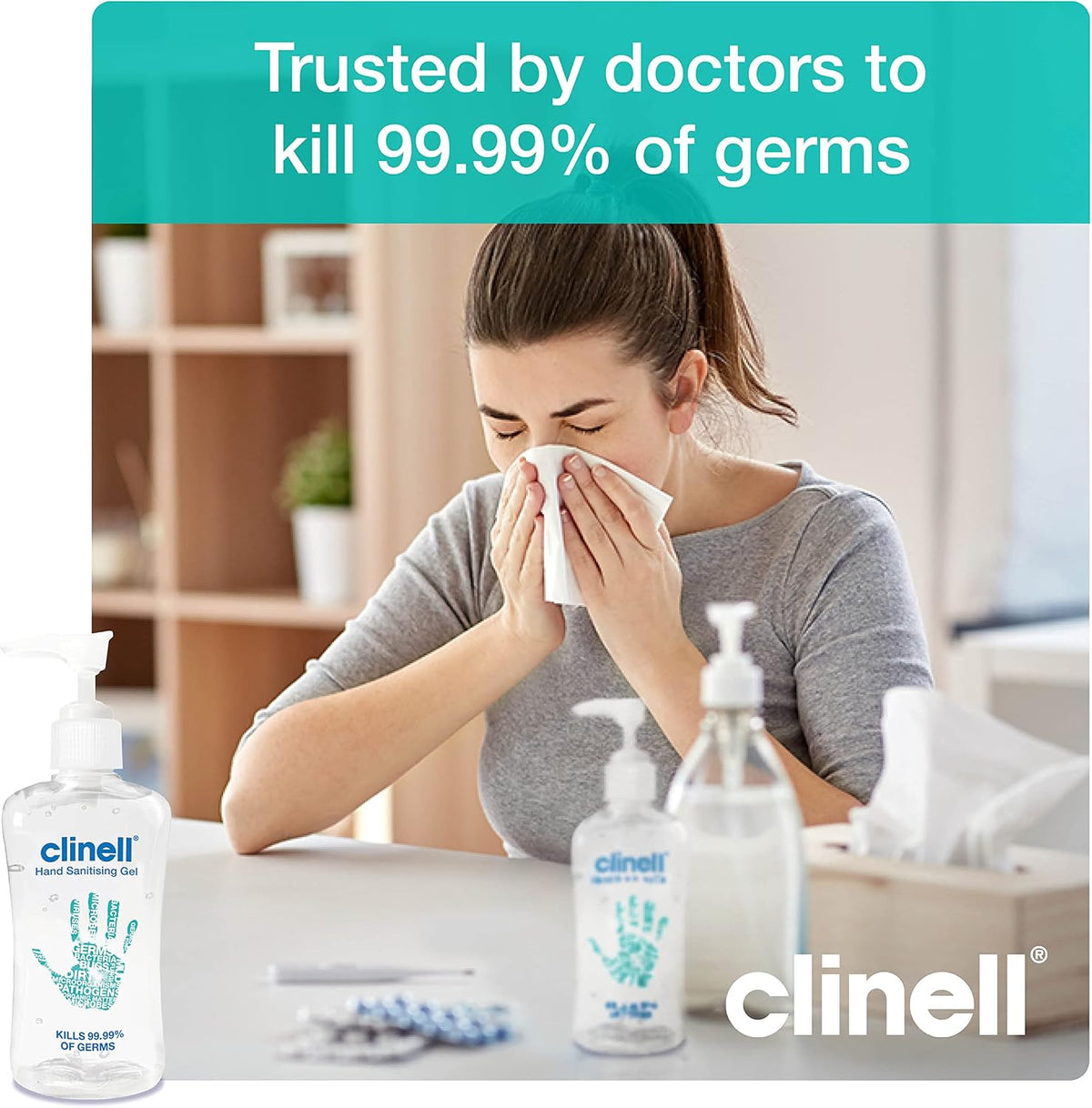Clinell GCIHS500 Hand Sanitiser Gel - Dermotologically Tested, Kills 99.99% of Germs, Quick and Kind to Skin, No Stickiness - 500ml bottle