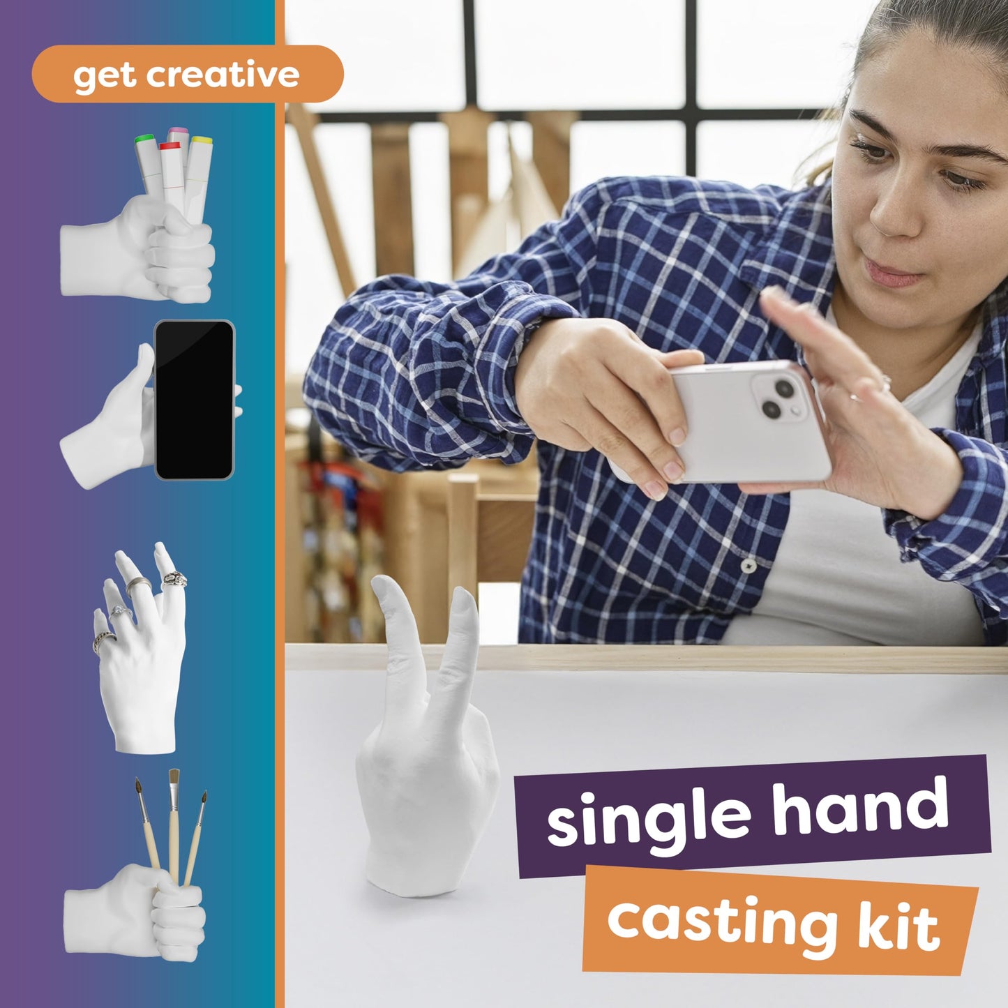Chuckle Holding Hands Casting Kit with Display Base and Paints - DIY Sculpture 3D Plaster Hand Mould Statue Unique Keepsake Gift for Couples, Anniversaries, and Weddings