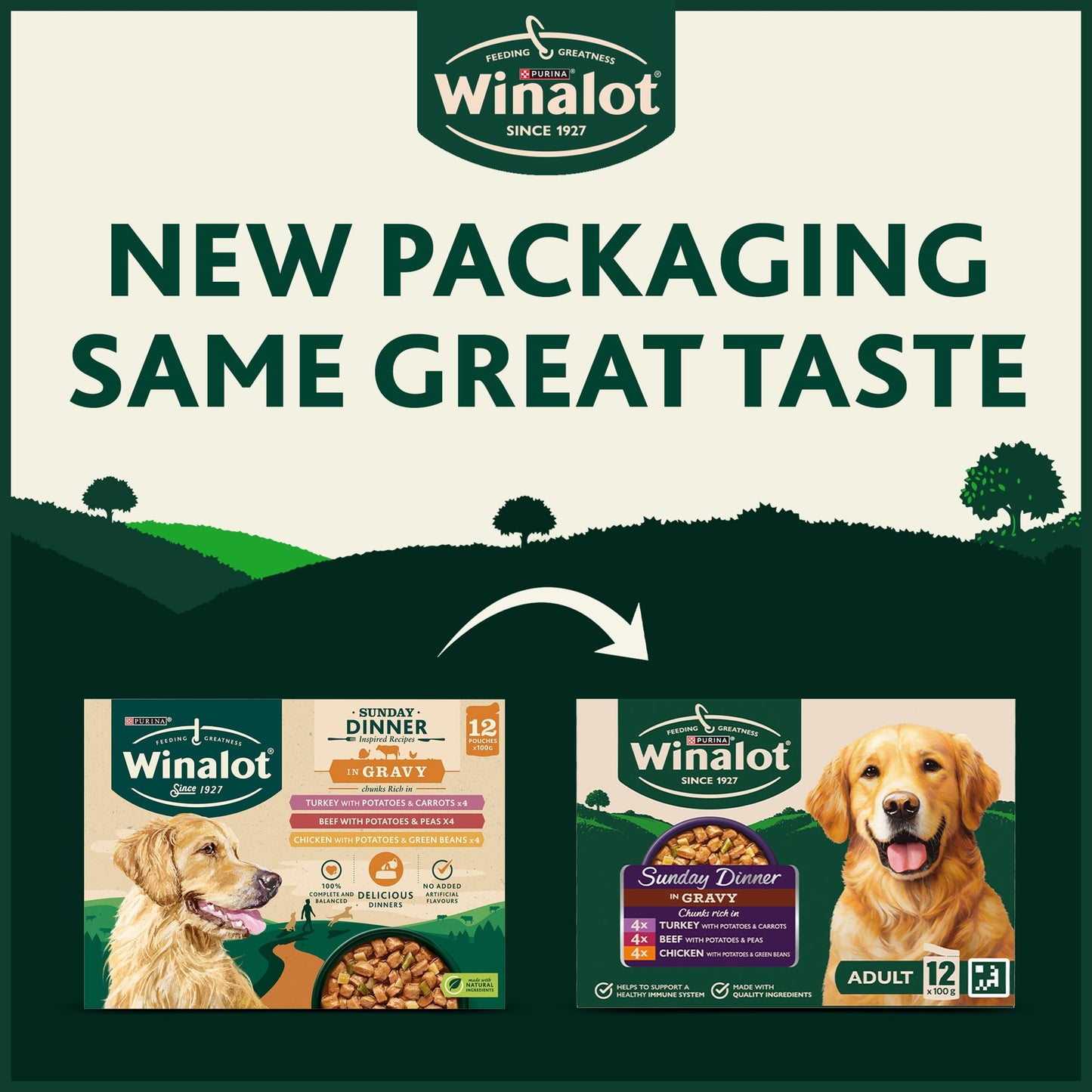 WINALOT Sunday Dinner Mixed in Gravy Wet Dog Food Pouches 40x100g