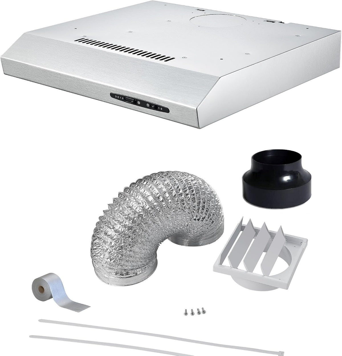 Cookology 50cm Wall Visor Cooker Hood + Ducting Kit - Stainless Steel