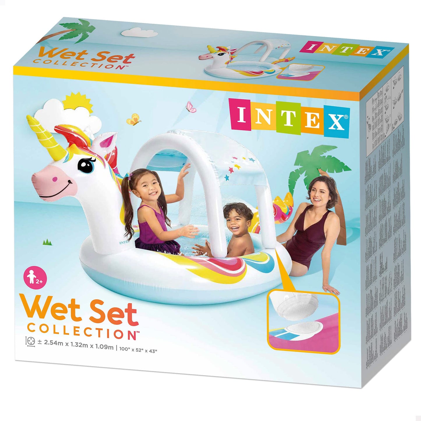 Intex Unicorn Spray Pool, Inflated Size: 254cm x 132cm x 109cm (58435NP)