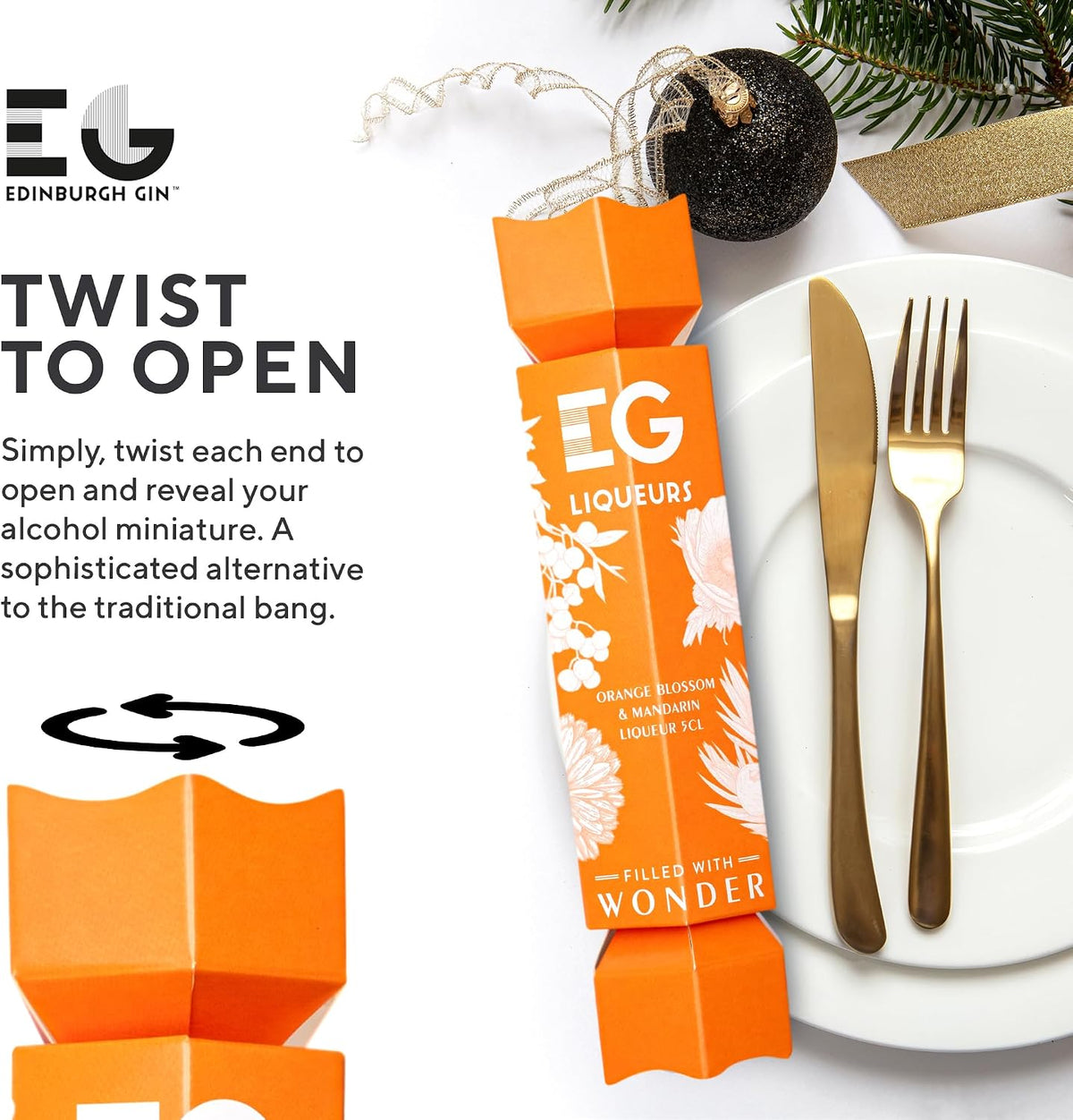 Edinburgh Gin Christmas Crackers, Flavoured Liqueur, 4 x 5 cl