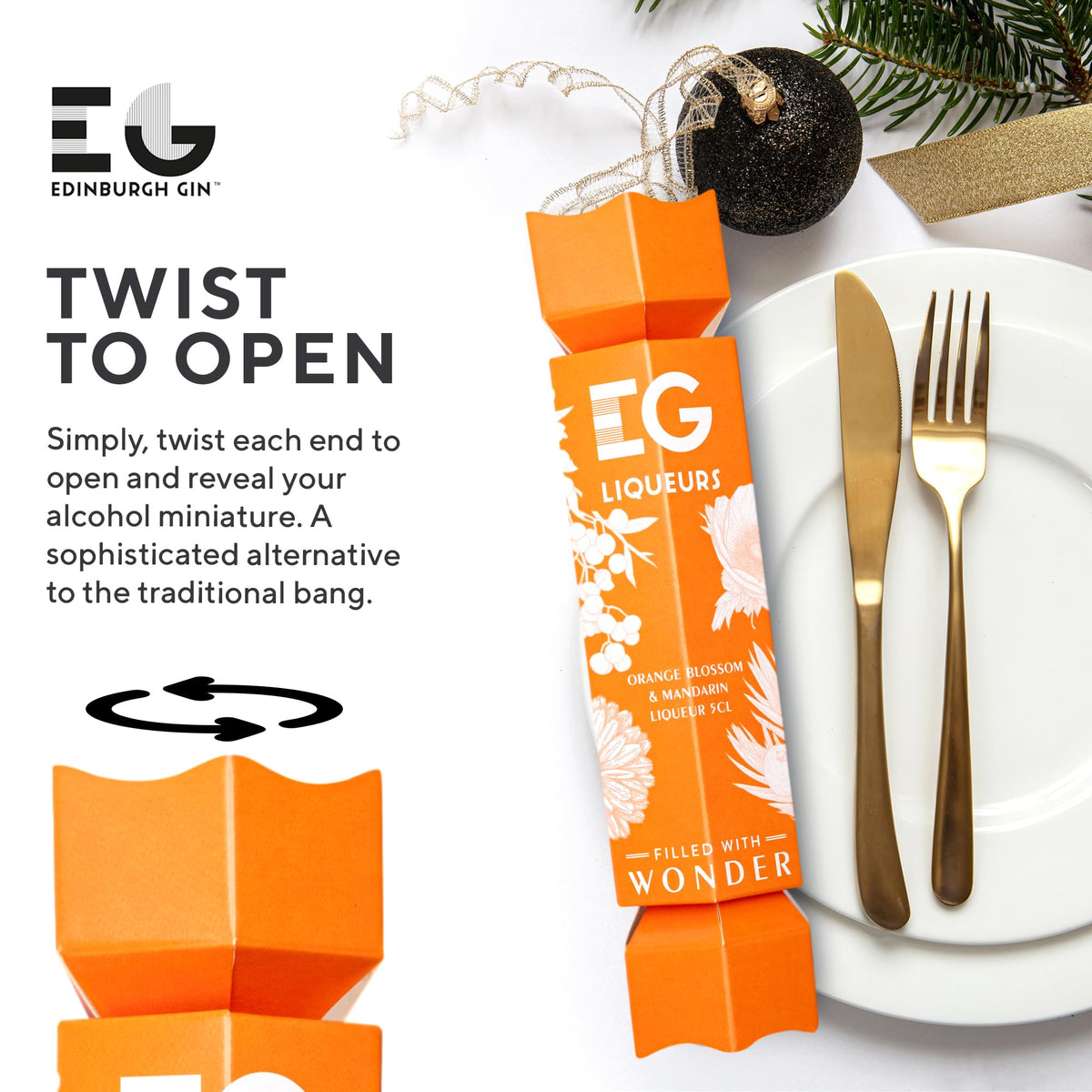 Edinburgh Gin Christmas Crackers, Flavoured Liqueur, 4 x 5 cl