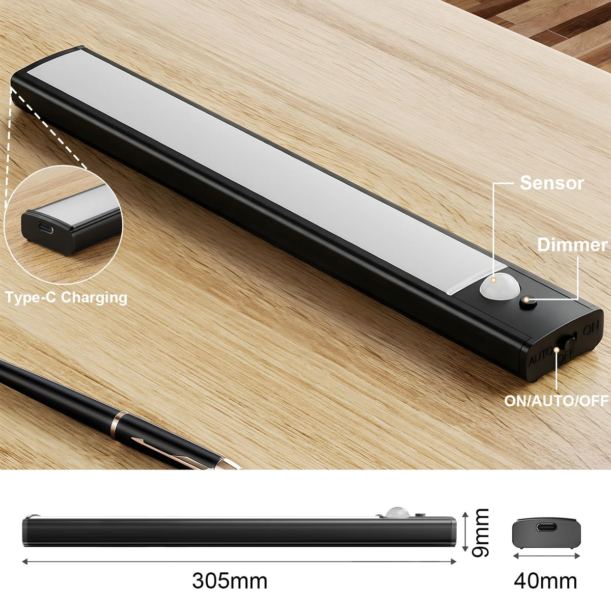 daphomeu 5 Pack Rechargeable Under Cupboard Kitchen Lights, 20CM Dimmable Warm Cabinet Light, LED Motion Sensor Lights Indoor, Magnetic Stick Light for Kitchen Shelf Stairs Wardrobe