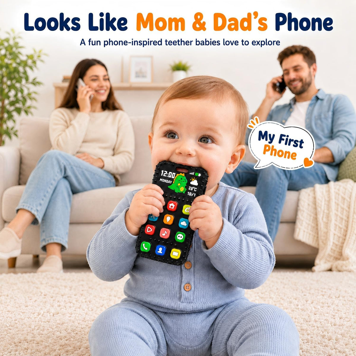 AiTuiTui Baby Teether for Teething Relief Baby Toys 0 3 6 9 12 Months, Sensory Silicone Remote Control Baby Teether Toy for Babies Newborn Infant Boy Girl Autism Toys for Baby Gifts