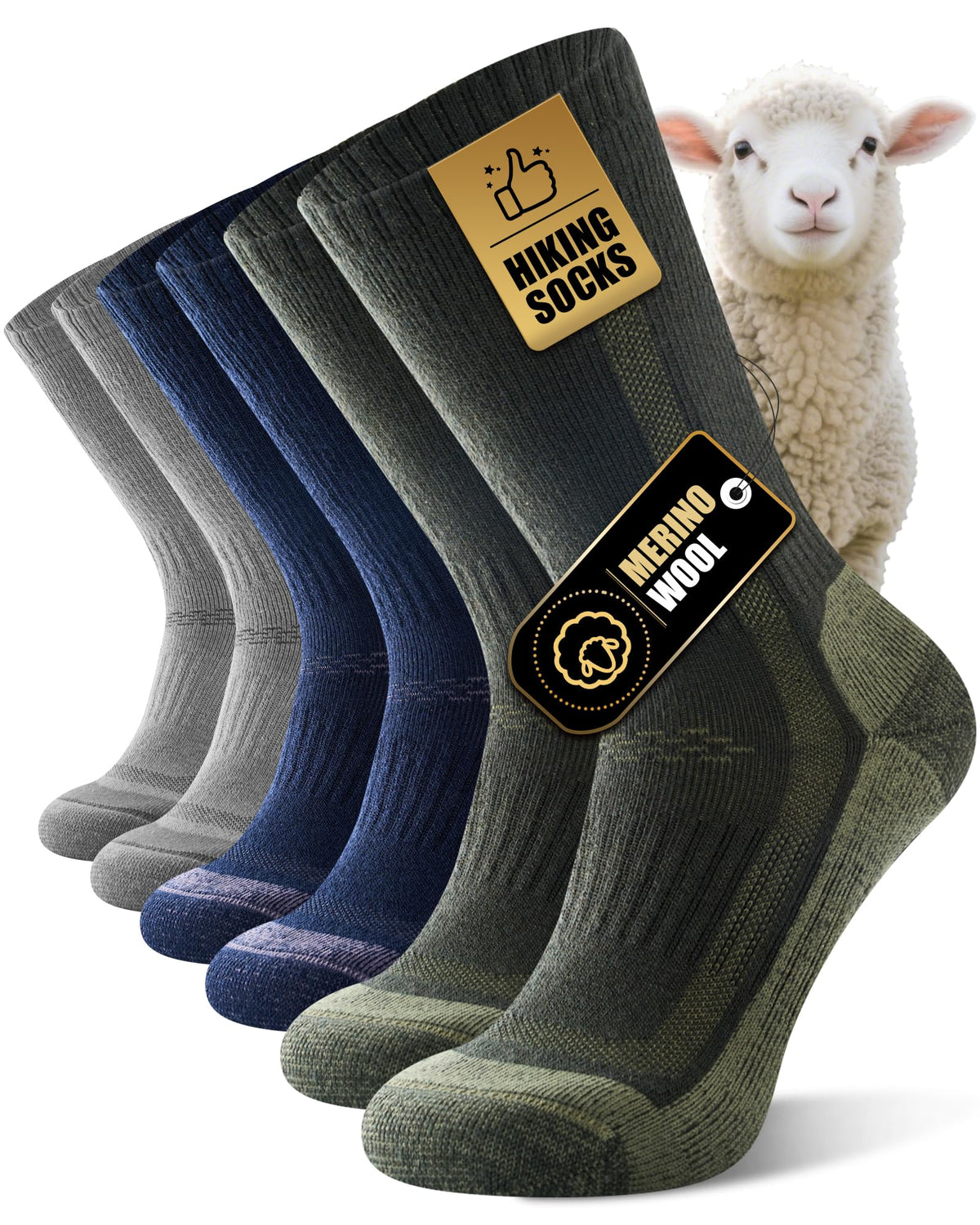 Merino Wool Hiking Socks for Men Women, Thermal Thick Warm Socks