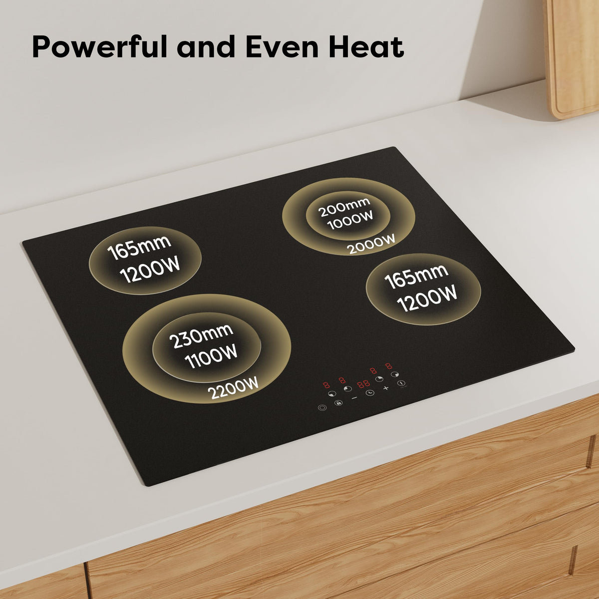 CDV 60cm Ceramic Hob 4 Zones 6400W Dual Ring Built-in Hardwired CDVER64B