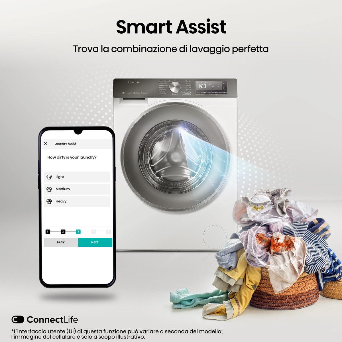 Hisense 3S Series WD3S8043BB3 Wifi Connected 8Kg and 5Kg Washer Dryer with 1400 rpm - Black - A-D Rated