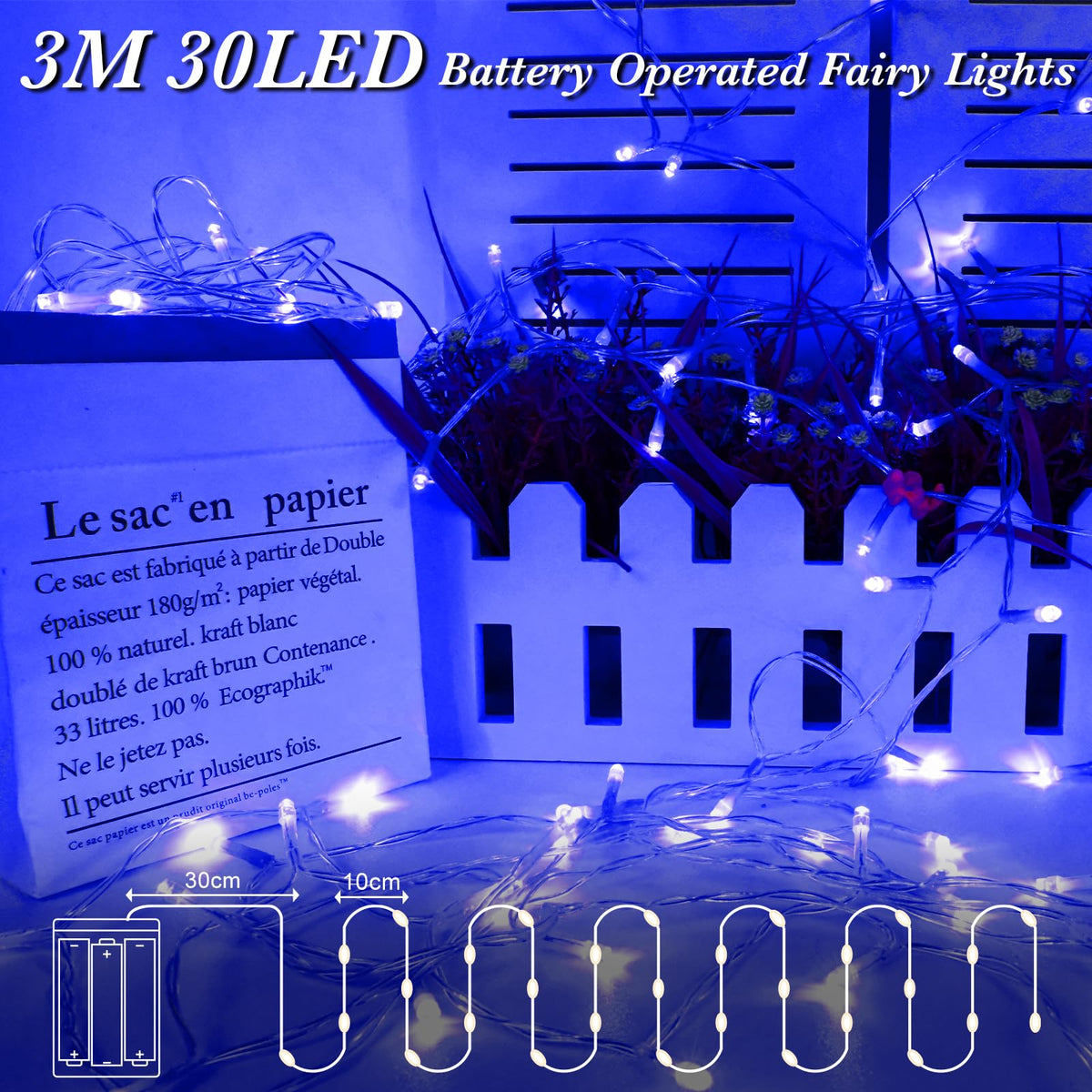cshare Battery Fairy Lights, 2M 20 LED Fairy Lights Battery Operated with Timer, IP65 Waterproof String Lights for Jar Garden Camping Christmas Indoor Outdoor Decorations, Warm White