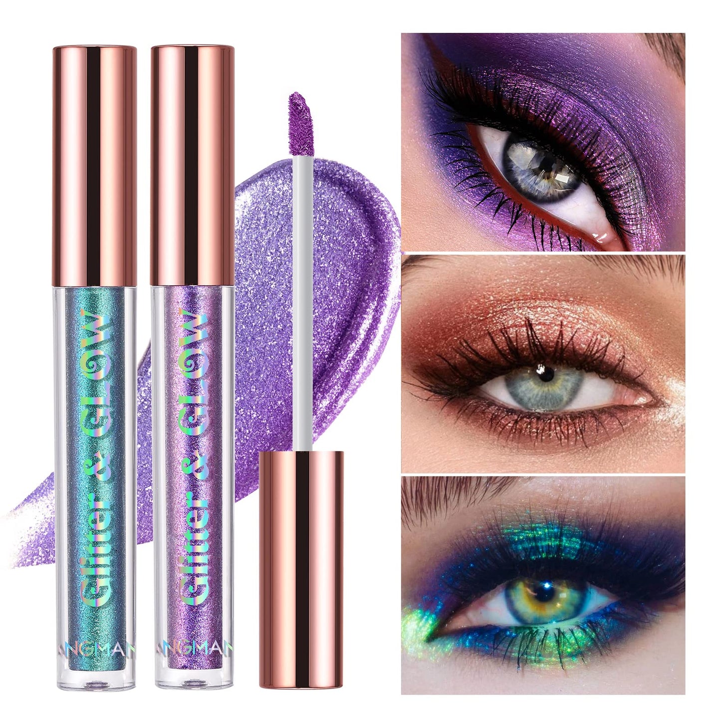 LANGMANNI 10 Pcs Liquid Glitter Eyeshadow Metallic Shimmer Sweatproof Makeup Set, Matte Pressed All Highly Pigmented Blending Powder, Perfect For Every Woman & Girl (#B), Pack of 1