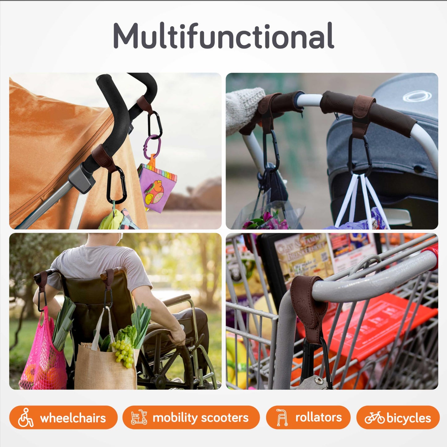 Baby Uma Buggy Clips - 2022 Double-Platinum Winning Pram Clips, Universal Pram Accessories, 5 kg Weight Capacity & Non-Slip, Baby Travel Essentials