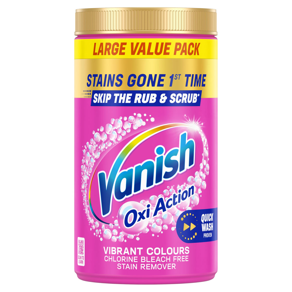 Vanish Stain Remover, Gold Oxi Action Powder, 470g, Restores Whites and Protects Laundry from Greying, Removes Stains, Odours Laundry Detergent Leave Behind, Bleach Free