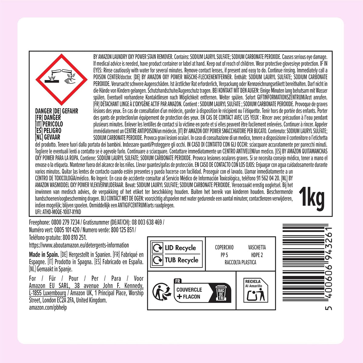 by Amazon Oxy Power Stain Remover Powder for Colours, 1kg