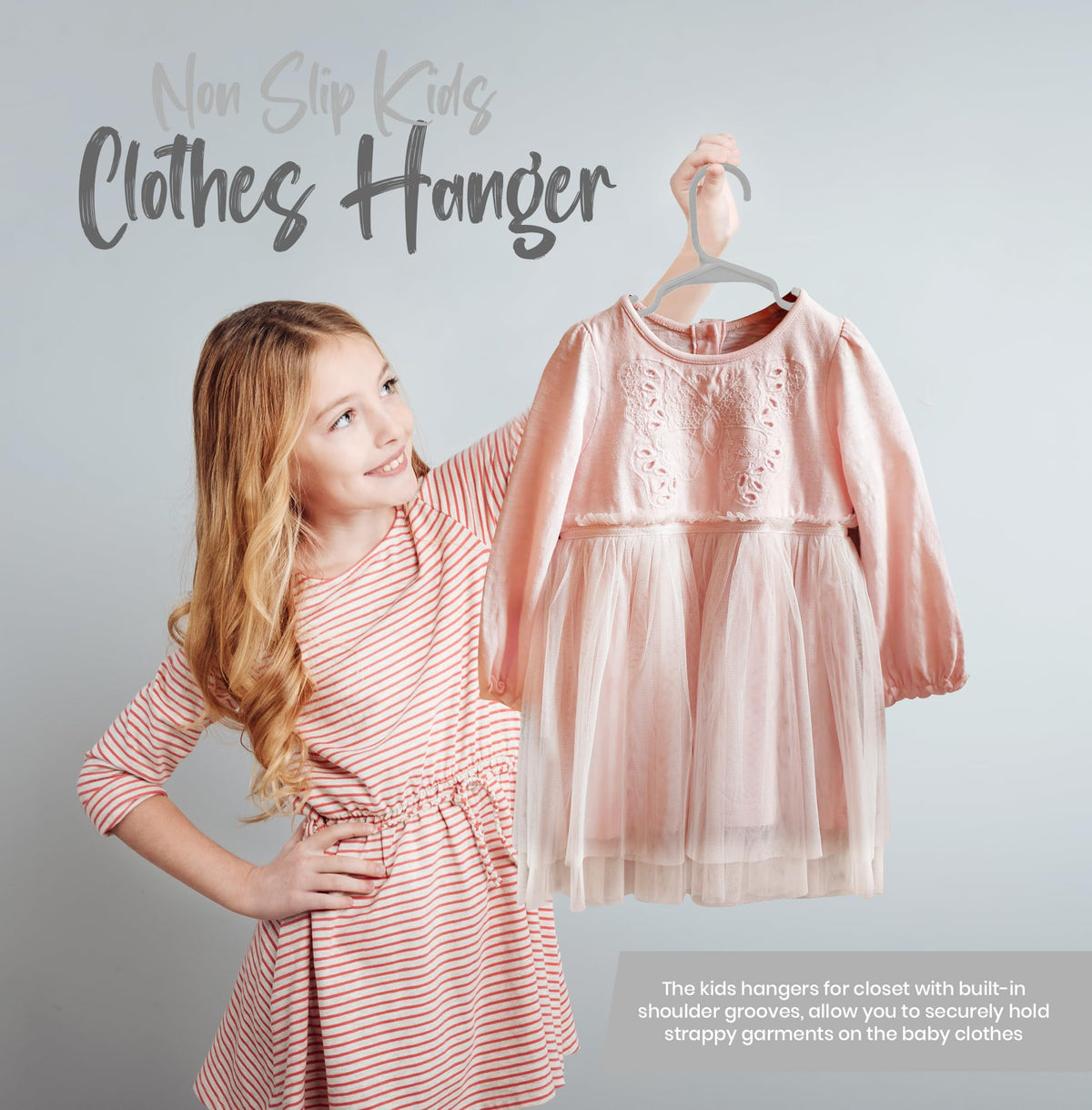 Utopia Home 20pcs Kids Hangers - 28cm Plastic Baby Hangers for Closet - Kids Hanger for Clothes and Baby Hanger for Closet - for Daily Standard Use (Grey)