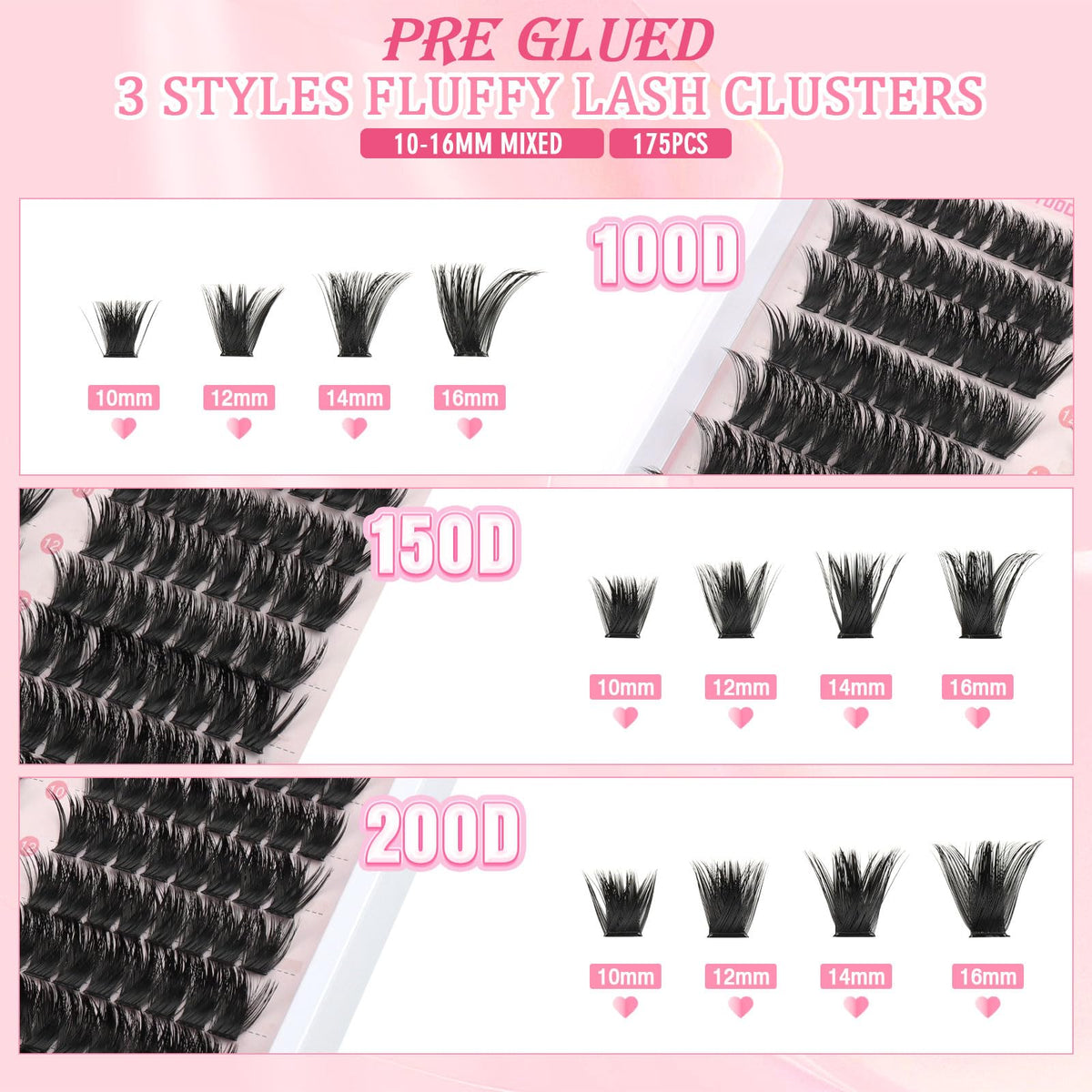 Sixstarhair Individual Eyelashes Kit Lash Clusters with Glue and Remover