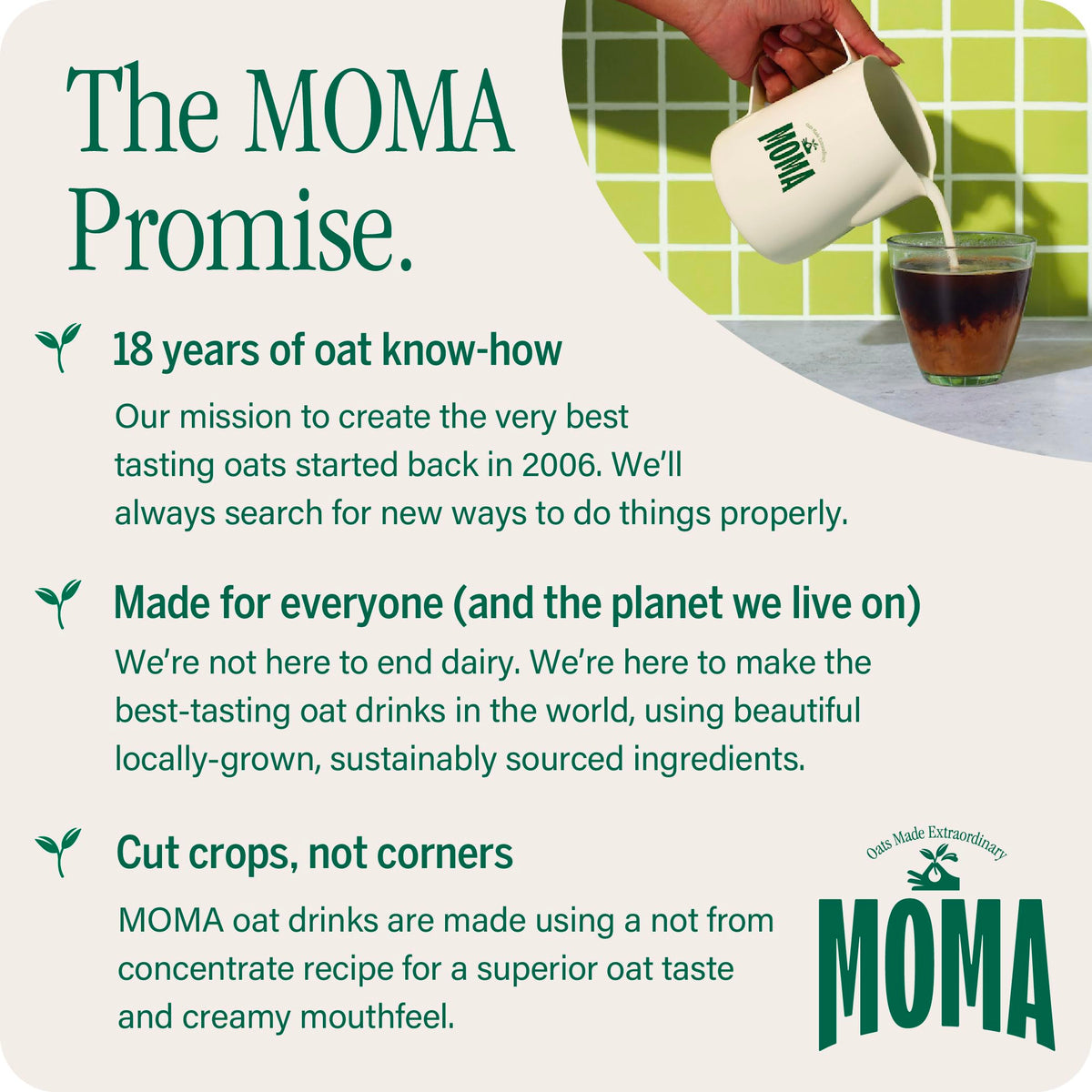 MOMA Pistachio Oat Drink • 1L • No Added Sugar • Vegan, Nut Free & GF