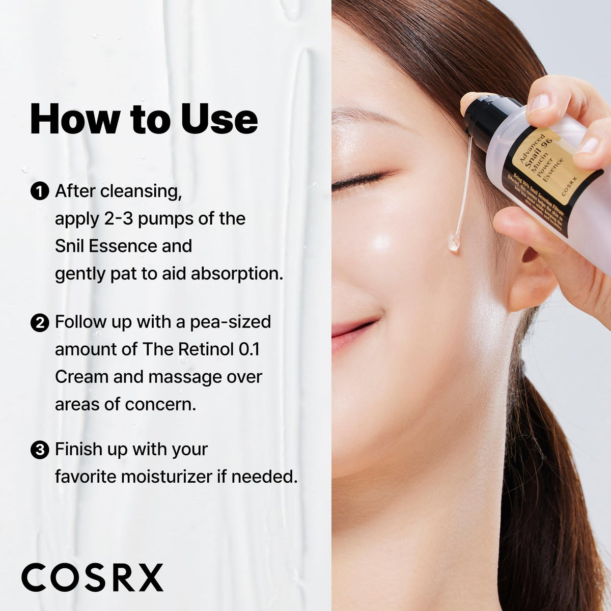 COSRX Advanced Snail 96 Mucin Power Essence 100ml | Snail Secretion Filtrate 96% | Skin Repair Serum | CPNP Registered, Korean Skin Care, Cruelty Free, Paraben Free, Alcohol Free