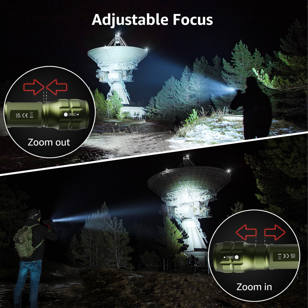 Lepro LE LED Torch Battery Powered, Camping Flashlight, Adjustable Focus