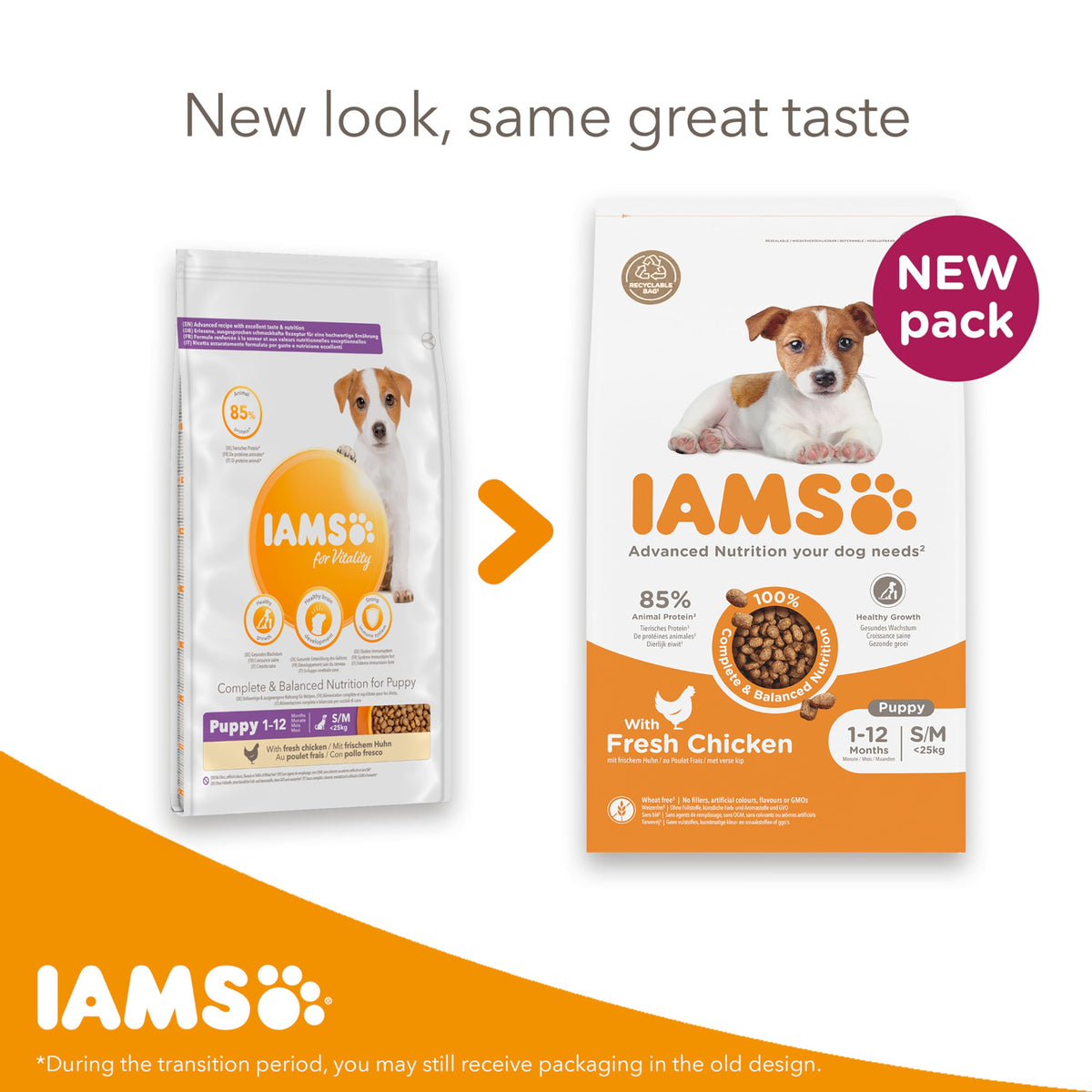 IAMS Puppy Small Medium Complete Dry Dog Food Chicken 3kg - For Healthy Growth