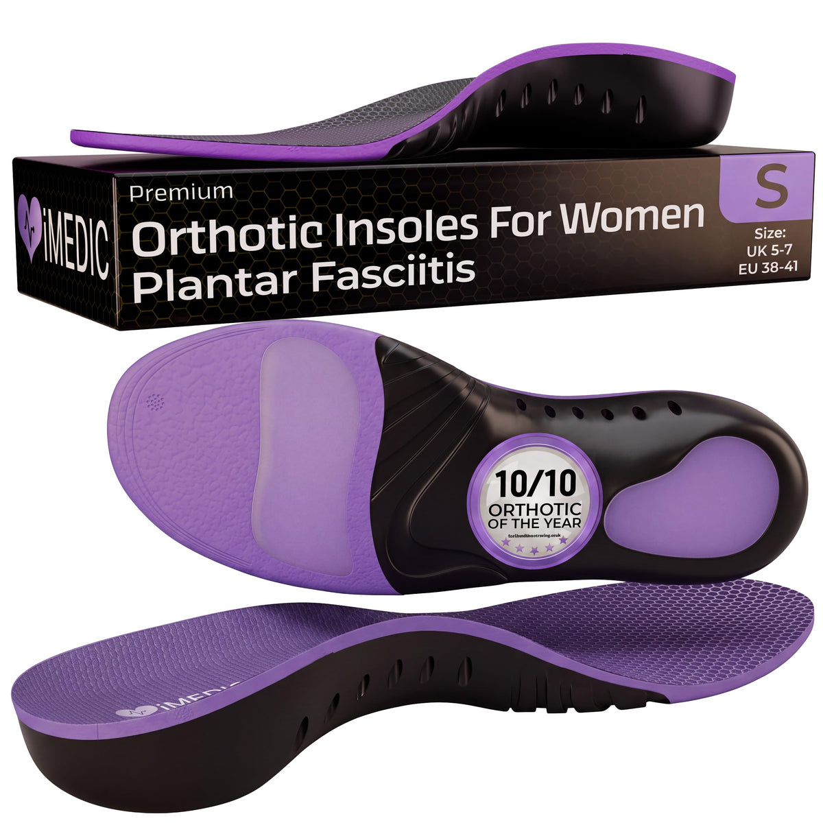 iMedic Orthotic Insoles for Plantar Fasciitis, Size L UK 9-10