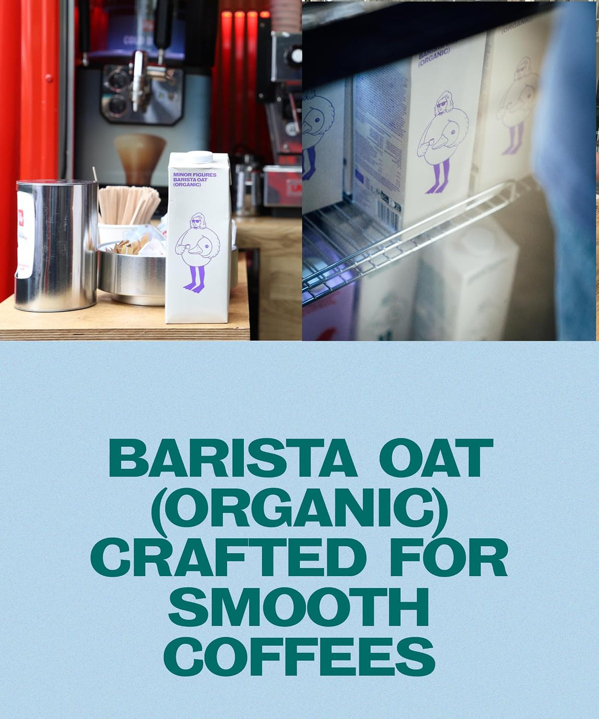 Minor Figures Barista Oat (Organic) – Perfect for Smooth, Silky Coffees – Vegan – Non-Dairy – Shelf-Stable – 1L x 6 Cartons