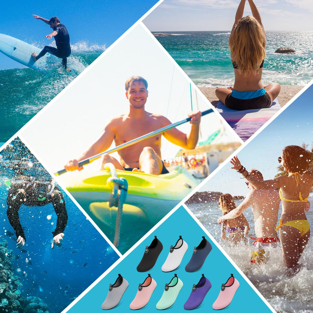 Water Shoes for Women Men Beach Quick-Dry Swim Aqua Socks Breathable Barefoot Shoes for Beach Surfing Driving Pool Yoga