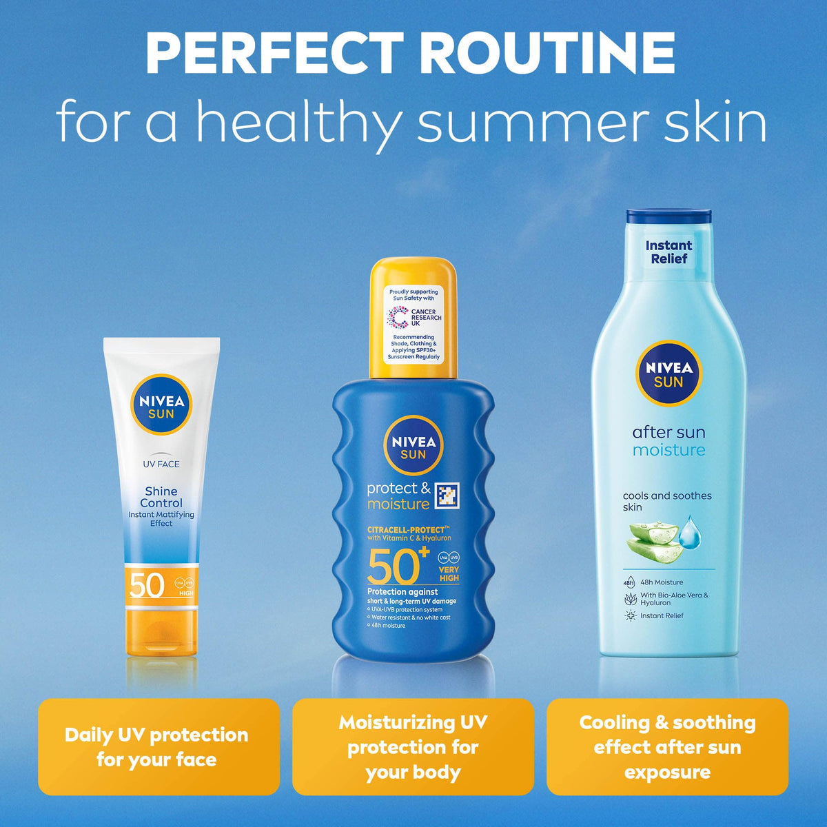 NIVEA SUN Protect & Moisture Sun Spray SPF 50+ (200ml), Moisturising Suncream Spray with SPF 50+, Advanced Sunscreen Providing Immediate, Effective UVA + UVB Protection (Pack of 2)