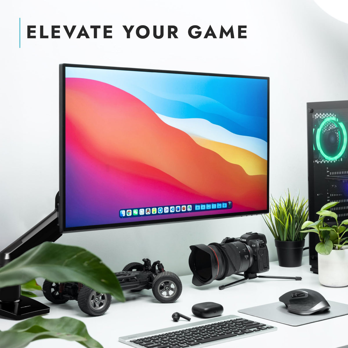 Invision Monitor Arm Desk Mount for 19-32 Inch Screens - VESA 75/100mm Desk Clamp Stand - Tool Free Height Adjustment with Tilt Swivel Rotate - Increased Load Capacity from 2-9kg MX400 Dual Arm