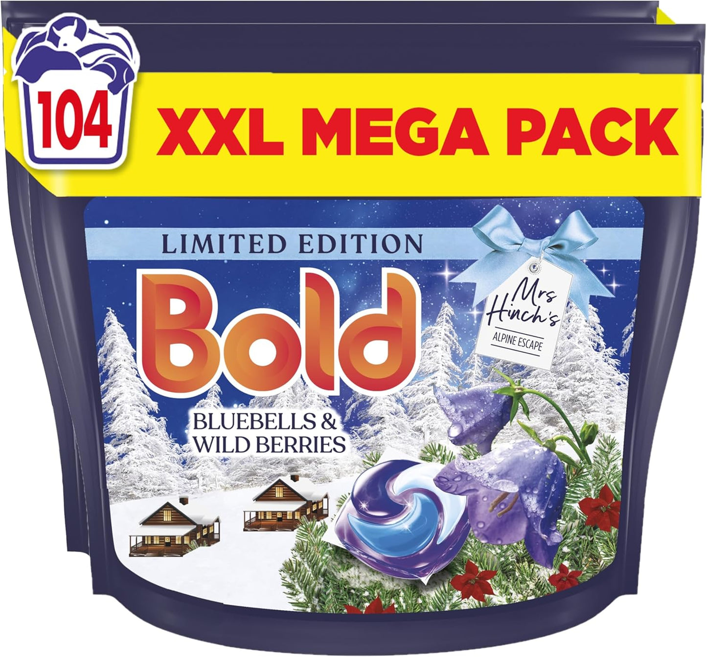 Bold PODS Washing Liquid Capsules 2x52 Washes, Bluebells and Wild Berries, Part Of Mrs Hinch’s Alpine Escape Limited Edition