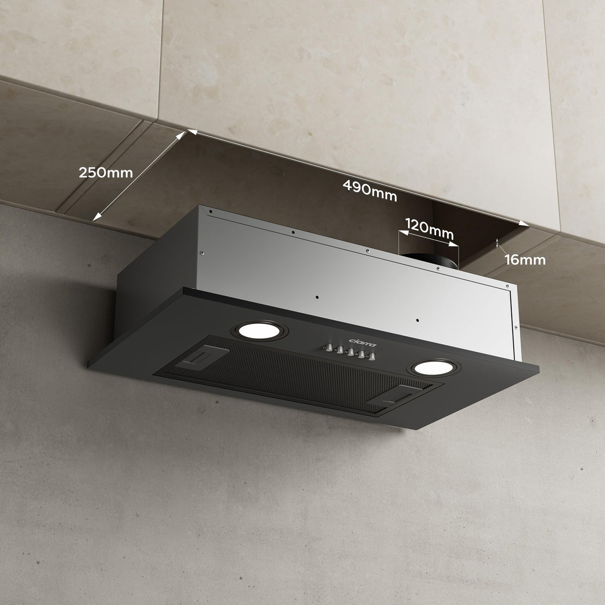 CIARRA 52cm Integrated Cooker Hood Black Wave/Touch Control CBCB5931B