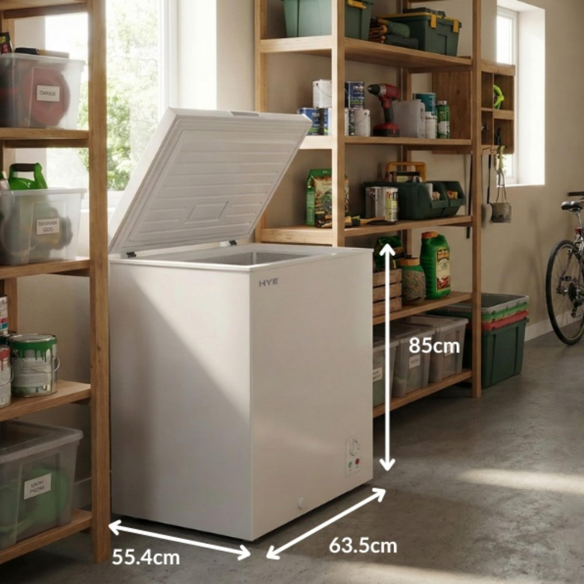 HYE Chest Freezer - 205L Capacity, Freestanding Design, Black