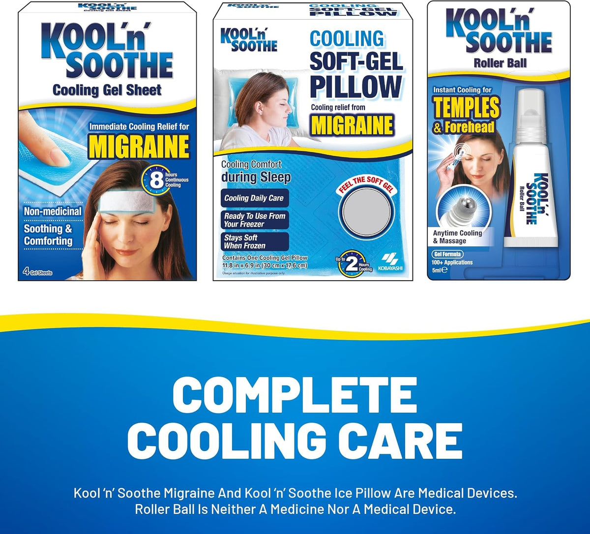KOOL 'N' SOOTHE Migraine Cooling Gel Sheets - 4 Pack