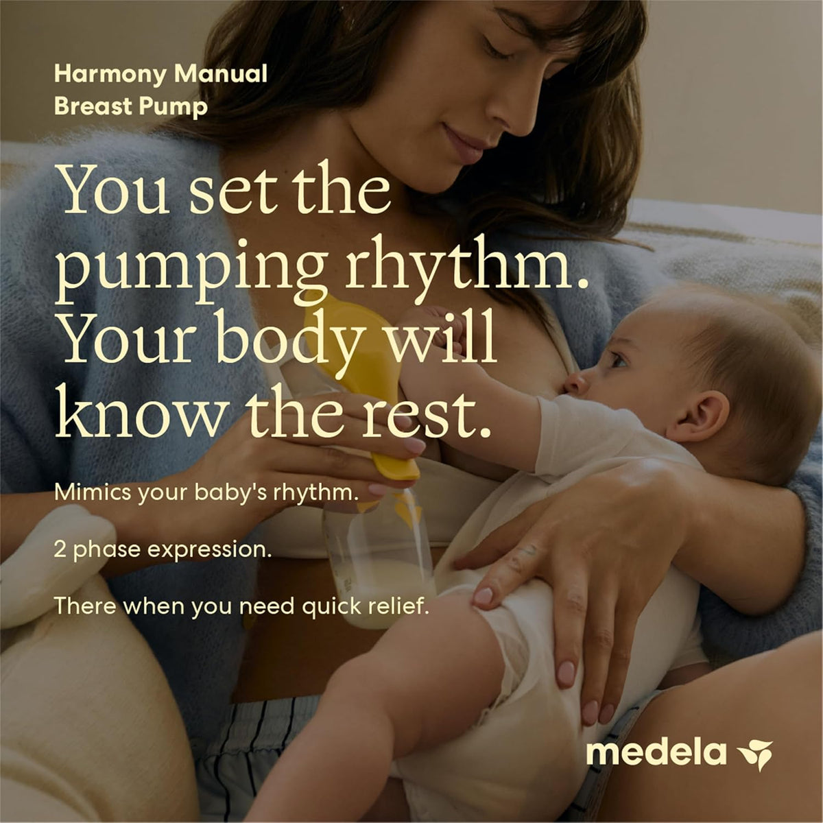 Medela Harmony Manual Breast Pump, Compact Swiss Design with PersonaFit Flex Shields and Medela's 2-Phase Expression Technology