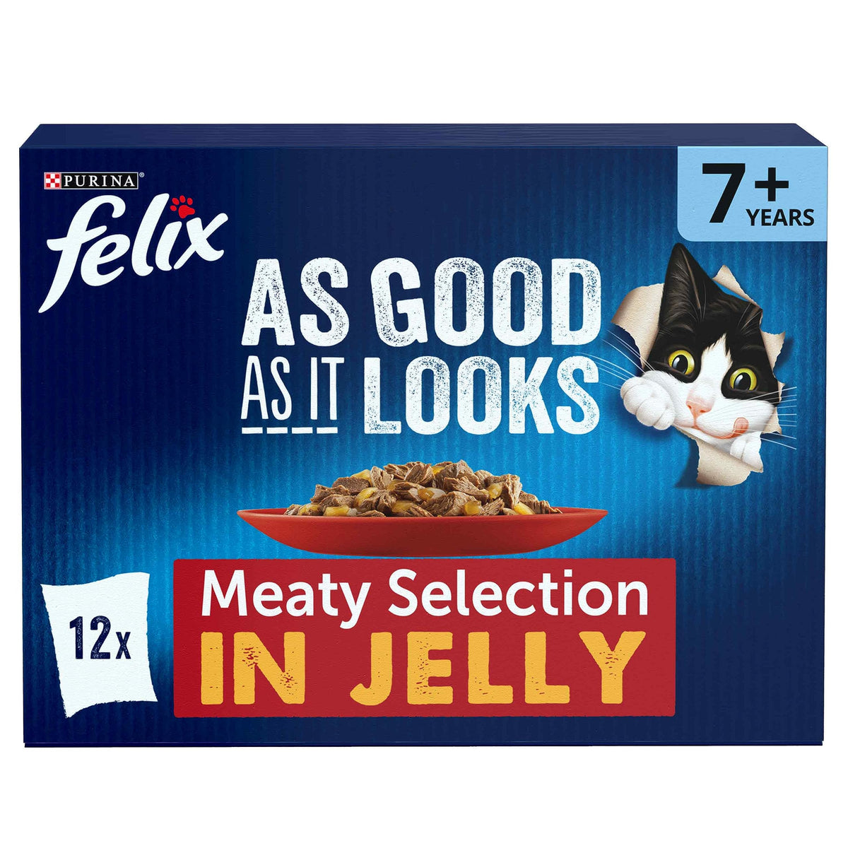 FELIX Tasty Shreds Adult Wet Cat Food Mixed Selection in Gravy Chicken, Beef, Tuna, Salmon 40 x 80g Pouches